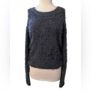 Anthropologie Moth Fuzzy Eyelash Cold Shoulder Sweater - Large